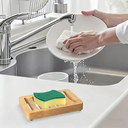 Wooden Soap Dish, Bamboo Soap Holder for Shower, Self Draining Tray