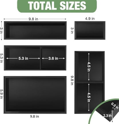 Bamboo Drawer Organizer,5 PCS Black Silverware Tray&Desk Organizers and Storage,Cabinet Divider With Removable Bathroom Organization for Kitchen,Utensils,Junk,Office,Makeup