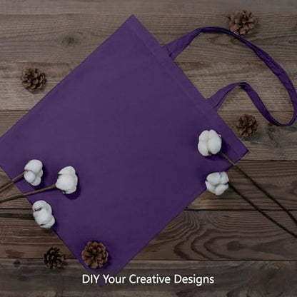 TOPDesign 6-Pack Economical 16"x15" Deep Purple Cotton Tote Bags, Lightweight Medium Reusable Grocery Shopping Cloth Bags, Suitable for DIY, Advertising, Promotion, Gift, Activity