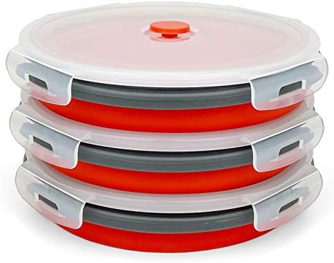 CARTINTS 1200ml Large Collapsible Meal Prep Containers, Reusable Silicone Food Storage Containers, Stackable Fridge Storage Containers, With Leakproof Lids, Microwave and Freezer Safe, Red