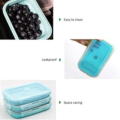 Alimat PluS 3 Pack 27oz Silicone Collapsible Storage Containers, Blue