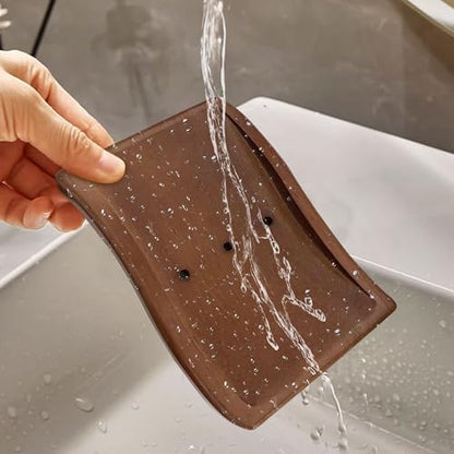 Aoheuo Soap Holder,Soap Dish for Shower, Walnut, 5.3 inches Long, 3.5 inches Wide, 0.6 inches High, for Kitchen, Bathroom, and Bar Sinks