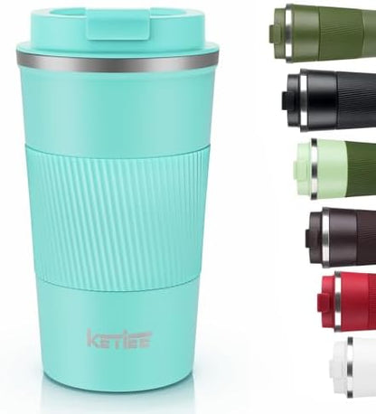 KETIEE Travel Mug 12oz: Vacuum Insulated Coffee Mug with Leakproof Lid