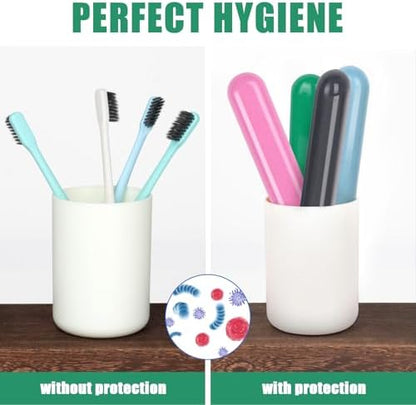 Hooqict 4 Pack Travel Toothbrush Case Portable Travel Toothbrush Holder Plastic Toothbrush Container Protector Cover for Traveling, Camping, Home, School, Business