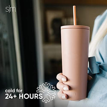 Simple Modern Insulated Tumbler with Lid and Straw | Iced Coffee Cup Reusable Stainless Steel Water Bottle Travel Mug | Gifts for Women Men Her Him | Classic Collection | 24oz | Ember Red
