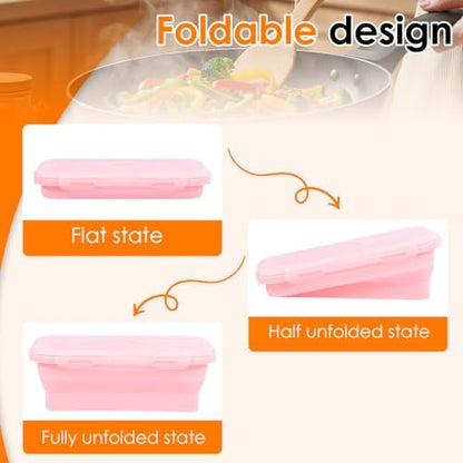 4Pcs Collapsible Silicone Food Container with Lid Heat Resistant Foldable Food Storage Containers Microwave Dishwasher and Freezer Safe 350/500/800/1200 ml for Kitchen Picnic Travel(Multicolor)