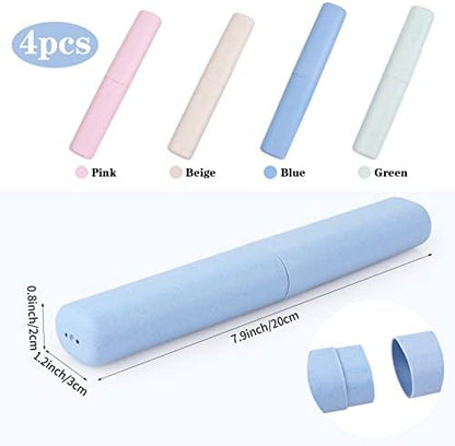 Hooqict 4 Pack Travel Toothbrush Case Portable Travel Toothbrush Holder Plastic Toothbrush Container Protector Cover Case for Traveling, Bathroom, Camping, Home, School, Business