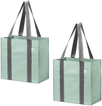 VENO 2/4 Pack Compact Reusable Grocery Shopping Bags with Hard Bottom