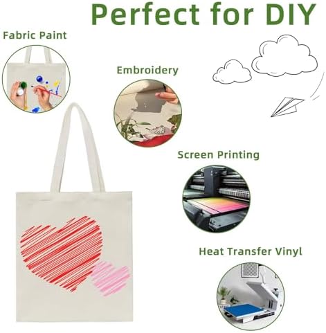 HECTOLIFE 6/12/24/48/ 96 Pack Canvas Tote Bags,Reusable Blank Canvas for Shopping Bags