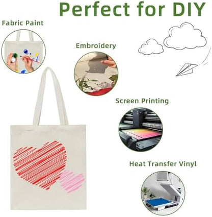 HECTOLIFE 6/12/24/48/ 96 Pack Canvas Tote Bags,Reusable Blank Canvas for Shopping Bags
