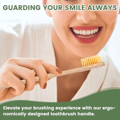10 Kids Bamboo Toothbrushes Aged 5+, Individually Wrapped Bulk Toothbrush