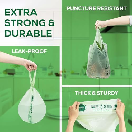 ANECO Compostable Food Waste Bags 3 Gallon With Handles (30 Count)