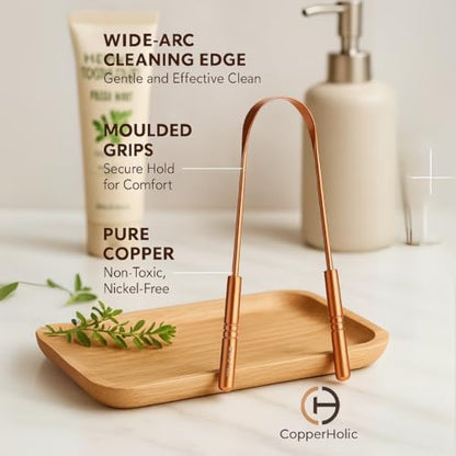 Tongue Scraper Set(2 Pack)–Pure Copper Cleaner Kit with Bamboo Toothbrush with Charcoal Bristles &Travel Case–Daily Oral Hygiene Tool for Men&Women,Reduce Bad Breath,Tongue Scrubber