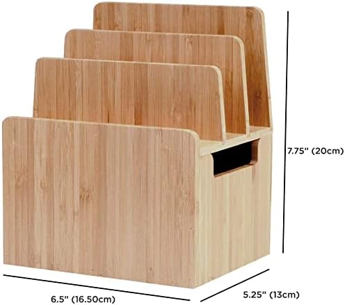 Bamboo Universal Multi Device Cord Organizer Stand and Charging Station for Smartphones, Tablets, and Laptops Includes 6-USB Port Hub Charger with Power Supply