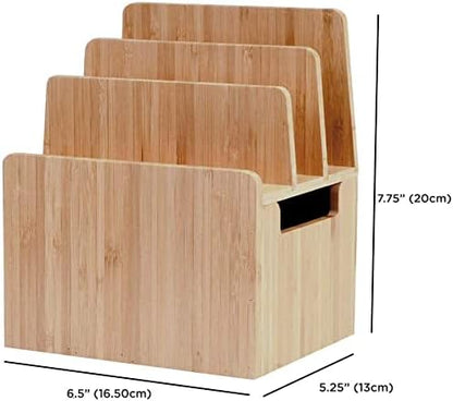 Bamboo Universal Multi Device Cord Organizer Stand and Charging Station for Smartphones, Tablets, and Laptops Includes 6-USB Port Hub Charger with Power Supply