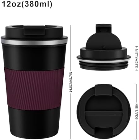 KETIEE Travel Mug 12oz, Insulated Coffee Mug with Leakproof Lid, Travel Coffee Mug Vacuum Stainless Steel Double Walled Reusable Coffee Cup for Hot and Iced Coffee Tea Water