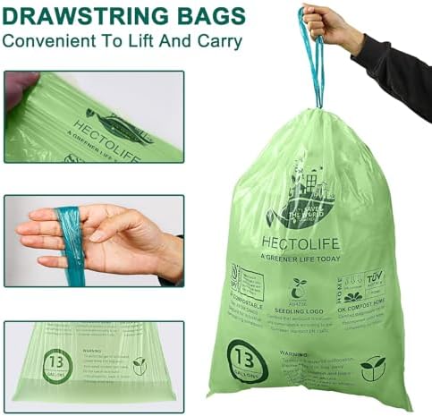 13 Gallon,50 Count Compostable Trash Bags with Home