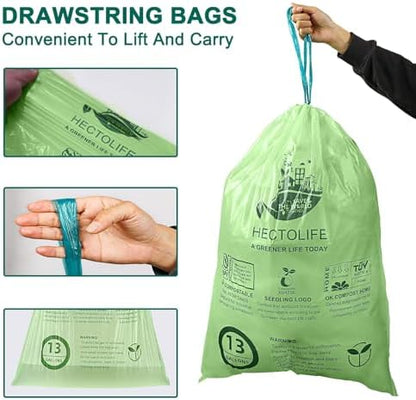 13 Gallon,50 Count Compostable Trash Bags with Home