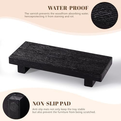 Bathroom Tray Farmhouse Decor Kitchen Soap Holder, 8.7" * 3.6" Black