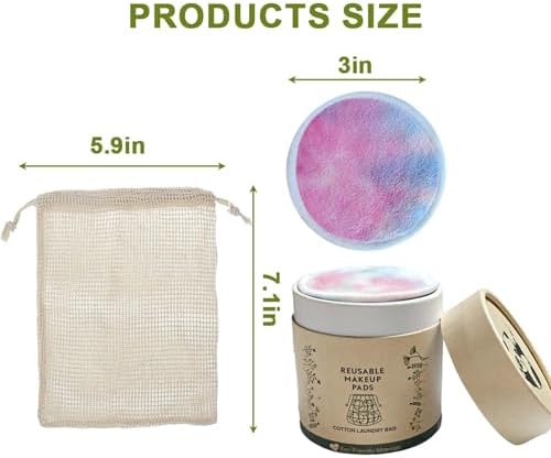 28 Pack Reusable Cotton Rounds with Washable Laundry Bag and Round Box|Travel Essentials for Skincare, Makeup Remover Pads and Storage|Reusable Makeup Remover Pads Colorful