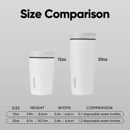 Owala SmoothSip Slider Insulated Stainless Steel Coffee Tumbler, Reusable Iced Coffee Cup, Hot Coffee Travel Mug, BPA Free 12 oz, Peachy Keen