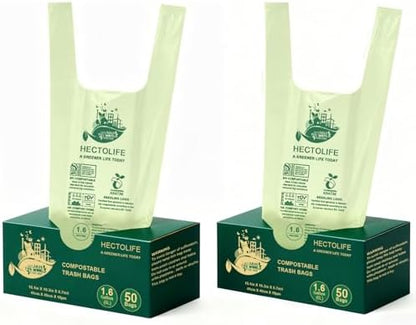 HECTOLIFE 1.6 Gallon 100 Count Compostable Bags Handle Tie