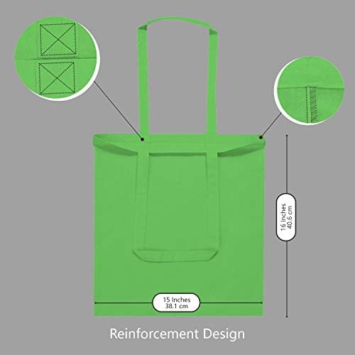 TOPDesign 6-Pack Economical 16"x15" Lime Green Cotton Tote Bag, Lightweight Medium Reusable Grocery Shopping Cloth Bags, Suitable for DIY, Advertising, Promotion, Gift, Activity