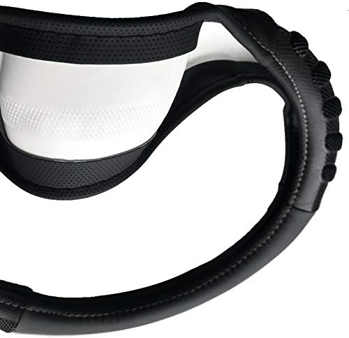 Flying Banner car Steering Wheel Cover Faux Leather Massage Universal fit 3D Honeycomb Hole Anti-Slip Sporty 15 Inches (Grey Black)