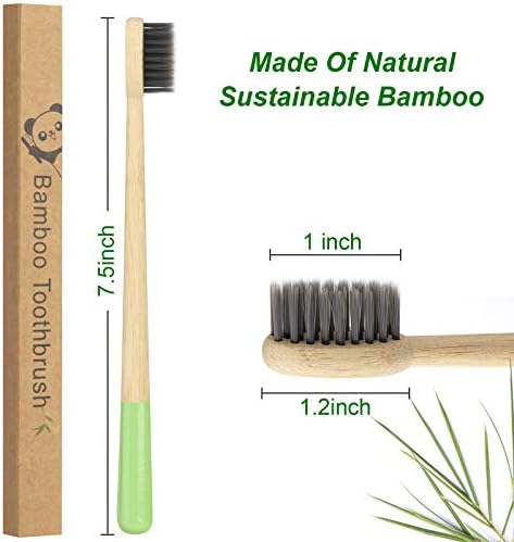 Bamboo Toothbrushes 6 Pack, Soft Bristle Toothbrush Charcoal Toothbrush