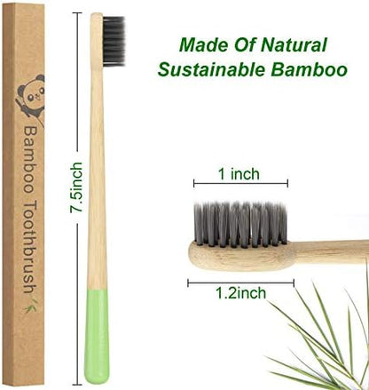 Bamboo Toothbrushes 6 Pack, Soft Bristle Toothbrush Charcoal Toothbrush