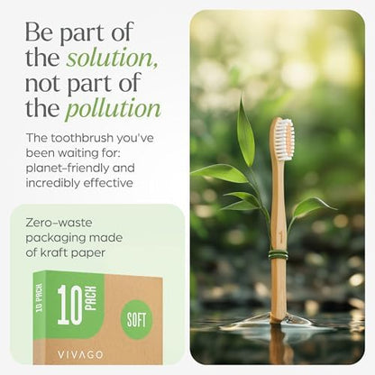 VIVAGO Bamboo Toothbrushes 30 Pack - Soft Bristles Toothbrushes for Adults