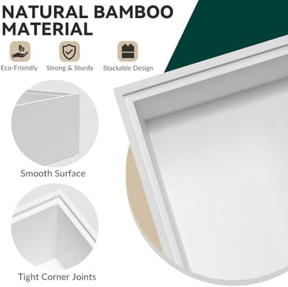 Lixple Bamboo Kitchen Drawer Organizer, 2 Pack, 17" x 6" x 2", White