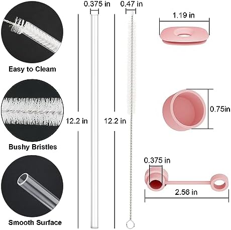 Replacement Straw Compatible with Stanley 40 oz 30 oz Tumbler, Accessories of 6 Straw Replacement with Cleaning Brush, 4 Color Leak Sproof Plug, 2 Silicone Cover Cap for Stanley