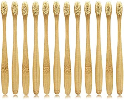 Boar Bristles Natural Bamboo Toothbrush Eco-Friendly Biodegradable Zero Waste Pack of 12