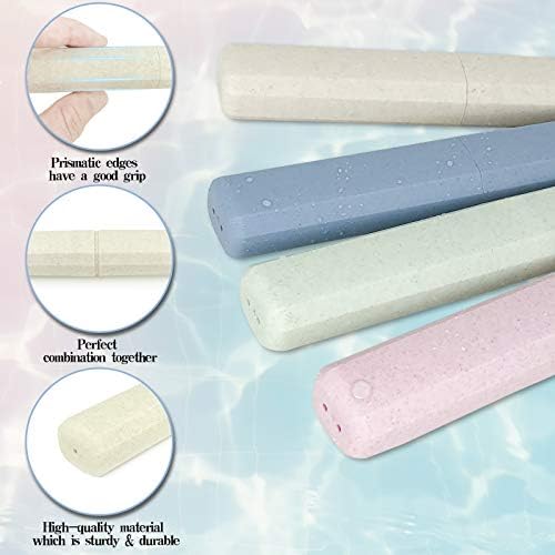 Mulbozy 4 Packs Portable Travel Toothbrush Case, Breathable Plastic Toothbrush Holder for Home, Travel, Business, Camping, School