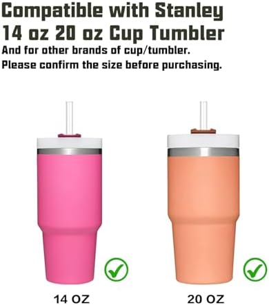 Replacement Straw Compatible with Stanley 14 oz 20 oz Cup Tumbler, 6 Pack Reusable Straw with Cleaning Brush, Plastic, Clear