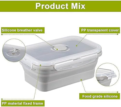Mifoci 8 Sets of Silicone Collapsible Bowls, Gray, 17 Oz/ 500 ml