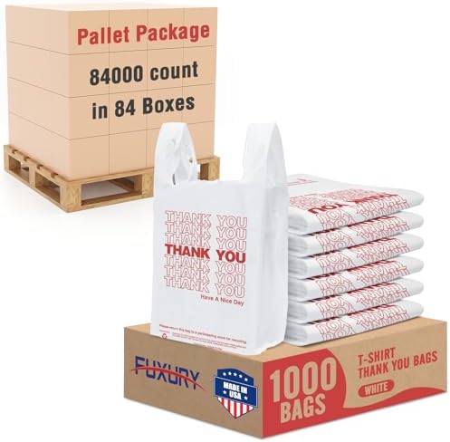 Fuxury 84000 (84K) Count Thank You Plastic Shopping Bags with Handles