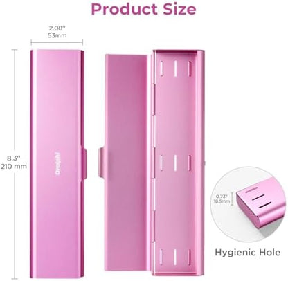 Wider Aluminum Toothbrush Travel Case, Portable Travel Toothbrush Holder, Durable Manual Toothbrush Box Container for Traveling, Bathroom, Camping, Business Trip, Pink