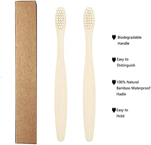 SEVENHEAD 10 PCS Kids Bamboo Toothbrushes Soft Bristles Wooden Toothbrushes, Natural Biodegradable BPA Free Eco Friendly Toothbrushes White