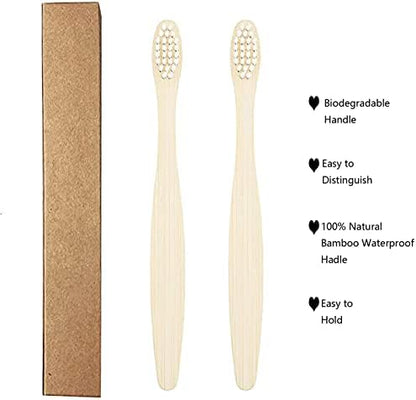 SEVENHEAD 10 PCS Kids Bamboo Toothbrushes Soft Bristles Wooden Toothbrushes, Natural Biodegradable BPA Free Eco Friendly Toothbrushes White