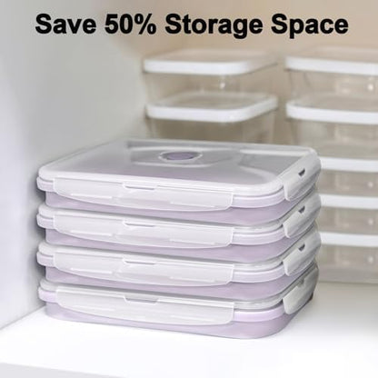 Collapsible Food Storage Containers with Airtight Lid & Vent Valve, 27 oz