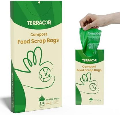 1.3 to 1.6 Gallon Compostable Trash Bags, 35 Count Green Compost Bags for Countertop Bin, Food Waste, Dispenser Packs Organic Biodegradable Bags BPI Certified Meet ASTM D6400 Standard