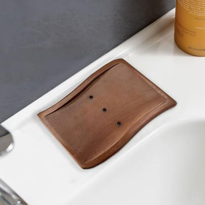 Aoheuo Soap Holder,Soap Dish for Shower, Walnut, 5.3 inches Long, 3.5 inches Wide, 0.6 inches High, for Kitchen, Bathroom, and Bar Sinks