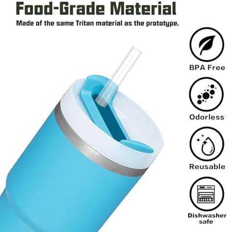 Replacement Straw Compatible with Stanley 14 oz 20 oz Cup Tumbler, 6 Pack Reusable Straw with Cleaning Brush, Plastic, Clear