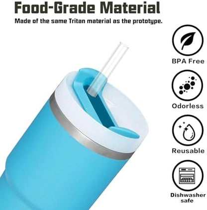 Replacement Straw Compatible with Stanley 14 oz 20 oz Cup Tumbler, 6 Pack Reusable Straw with Cleaning Brush, Plastic, Clear