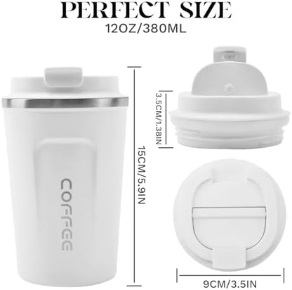 Insulated Travel Coffee Mug, Stainless Steel Coffee Cup with Leakproof Lid