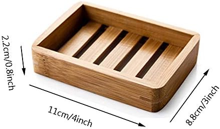 Kaxich 2 Pack Bamboo Wooden Soap Dish Shower Soap Storage Holder Saver Soap Tray Plate for Bathroom Shower Vanities Kitchen Sink