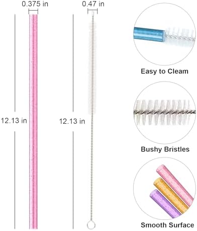 Replacement Straw Compatible with Stanley 40 oz 30 oz Cup Tumbler, 6 Pack Reusable Straw with Cleaning Brush, Plastic, Color, Dishwasher Safe