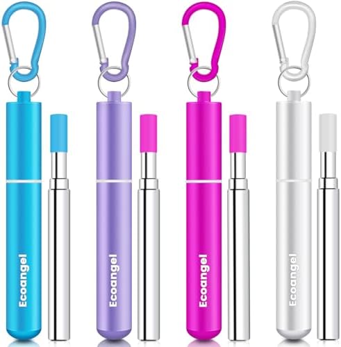 Ecoangel Cruise Ship Essentials Reusable Metal Straws (4 Pack)